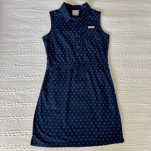 Columbia PFG Girls Youth Outdoor Blue White Polka Dot Dress L 14/16 NWOT